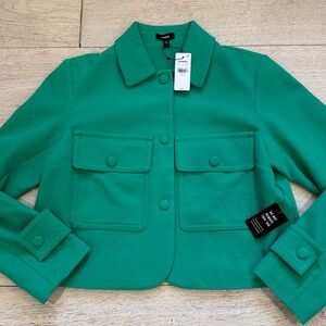 Express Collared Cropped Jacket in Vibrant Green Size Small NWT